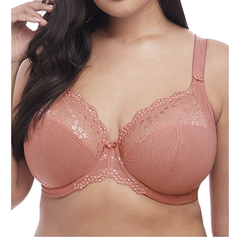 ELOMI Full Figure 34I CHARLEY Stretch Lace Bra EL4382 Rose Gold J Hook Coquette‎